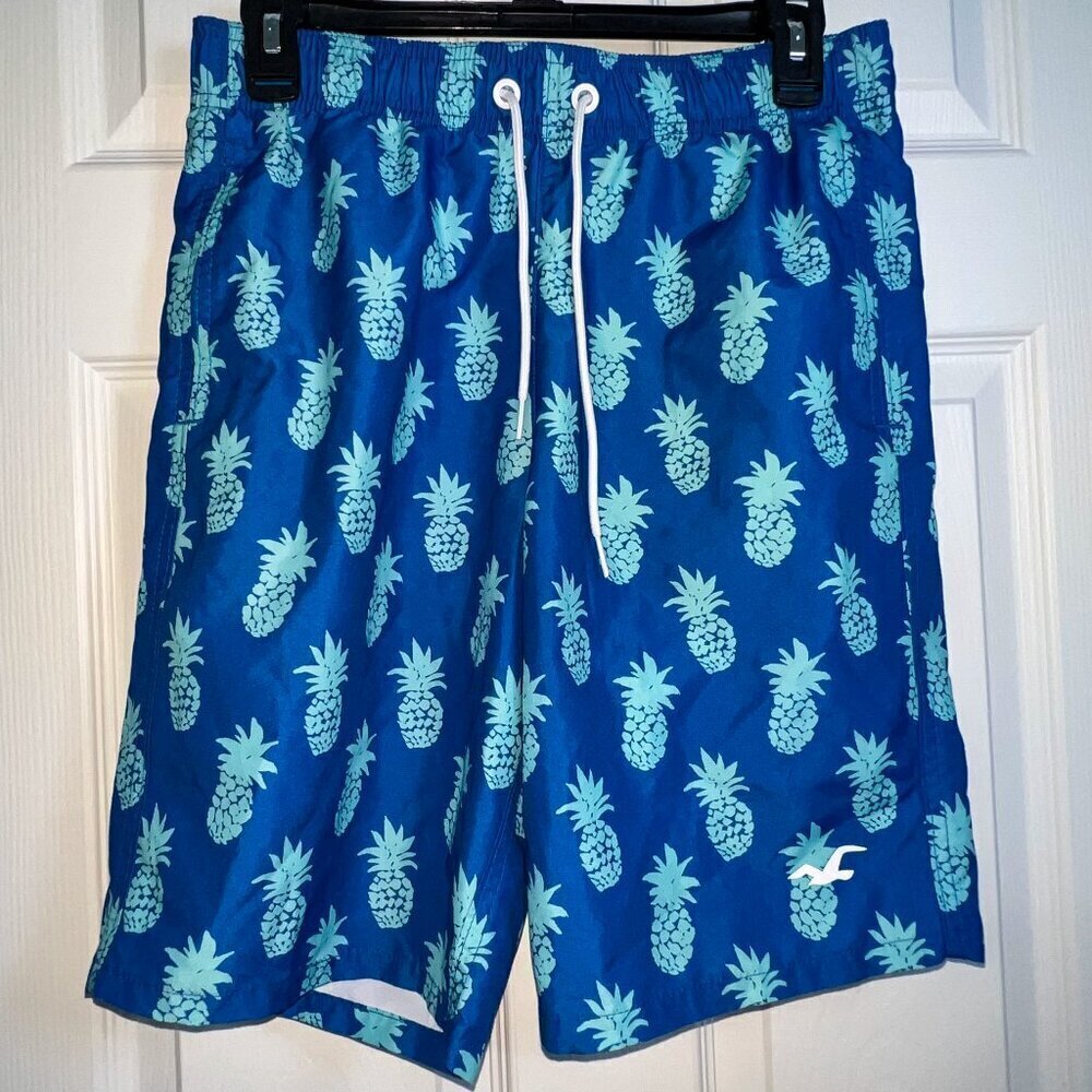 Hollister Men's Blue Pineapple Swim Trunks Size XS - Picture 1 of 4